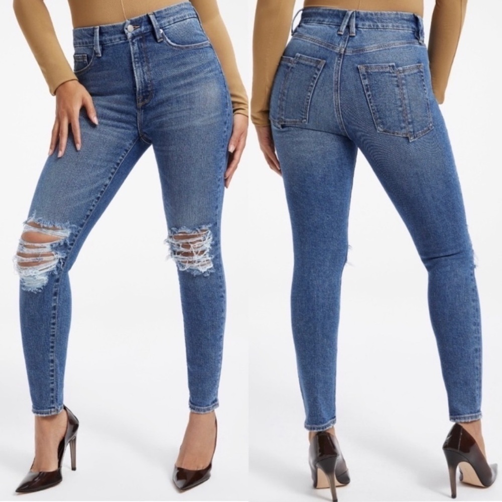 NWT Good American Good Legs Distressed High Rise Skinny Jeans in Indigo234